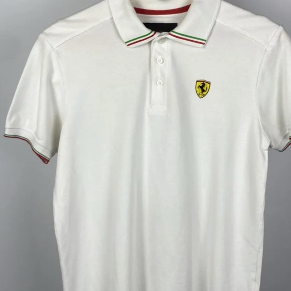 Ferrari Men's Polo Shirt in White with Logo - Picture 2 of 3